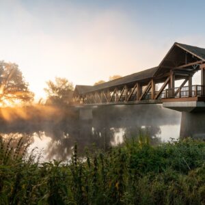 Jagdbrücke Dessau im Morgennebel