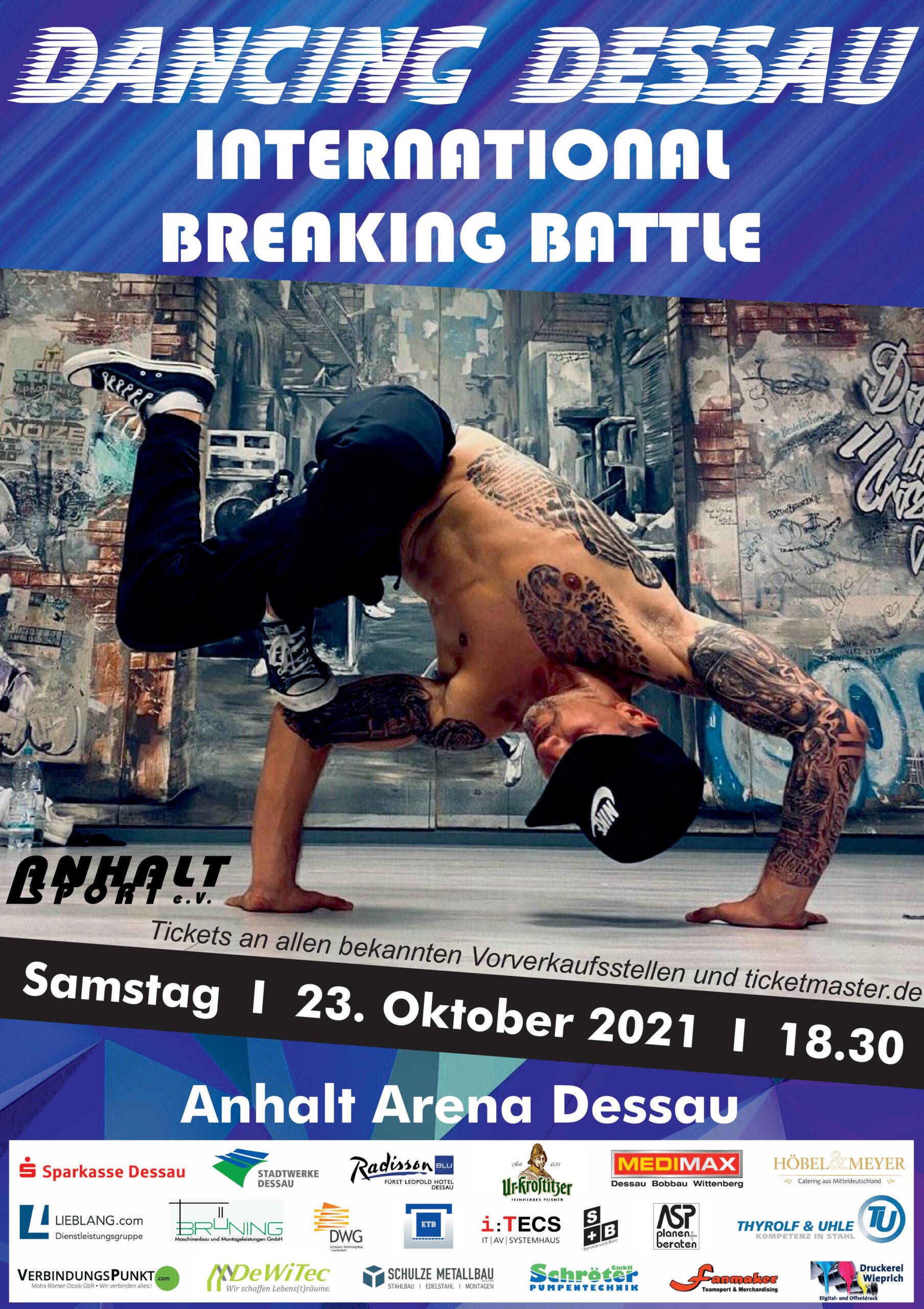 Plakat der Breakdance-Veranstaltung Dancing Dessau