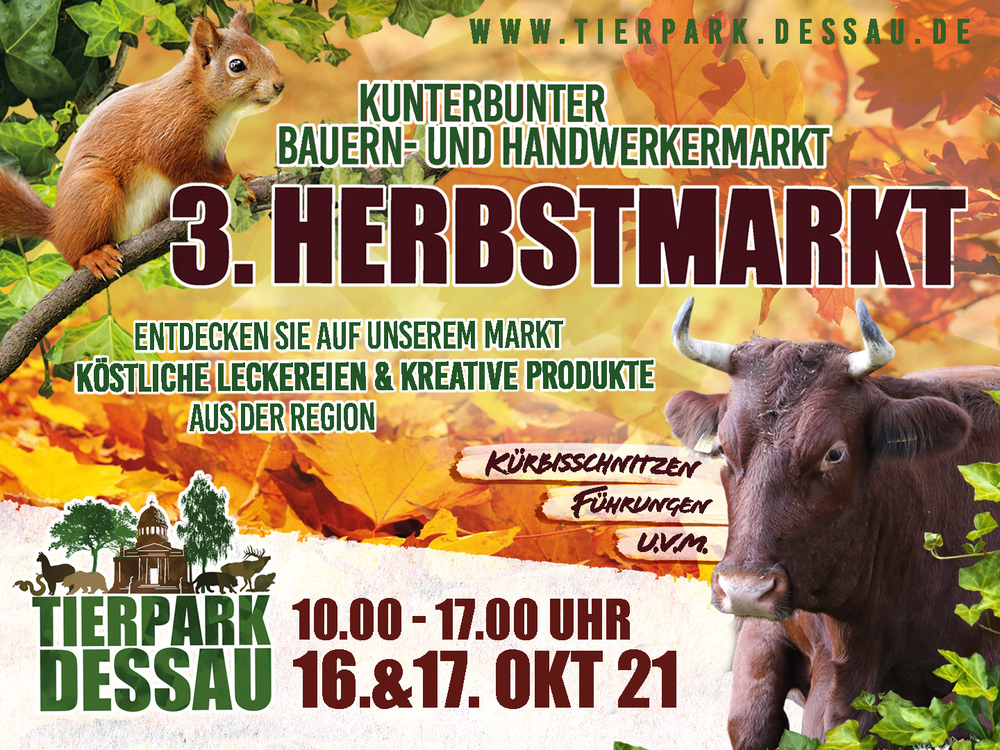 Plakat zum Herbstmarkt im Tierpark Dessau