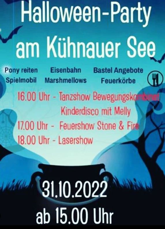 Plakat zur Halloween-Party am Kühnauer See in Dessau.