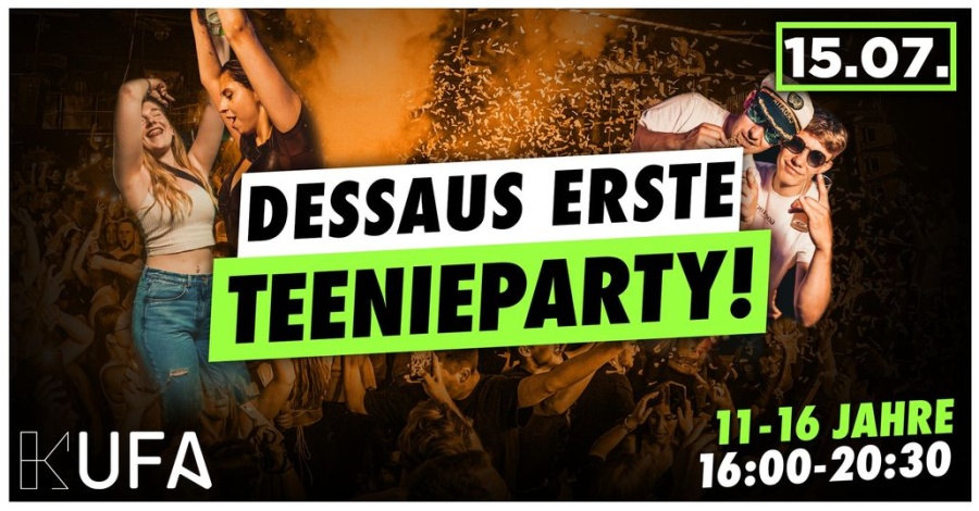 Eventflyer zur Teenieparty in der Kulturfabrik Dessau