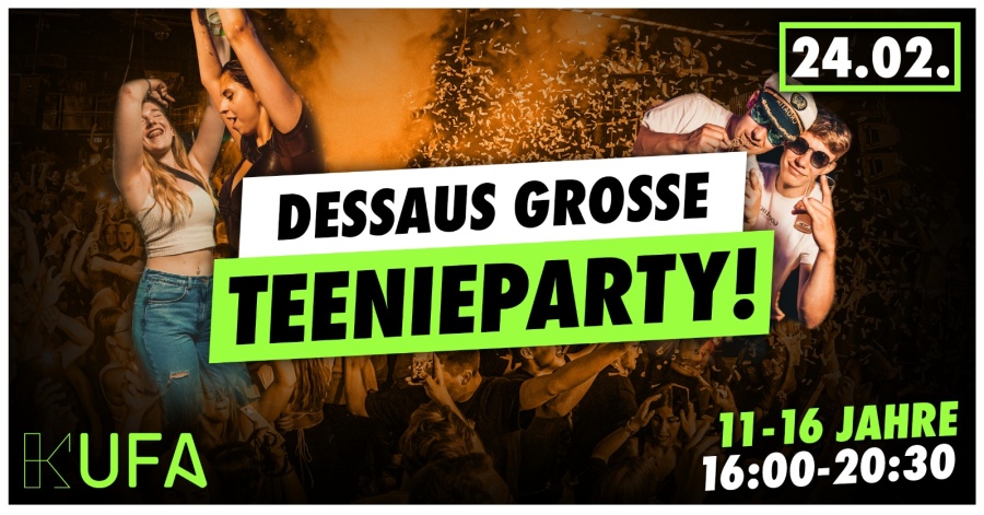 Veranstaltungsflyer zur Teenieparty in der Dessauer Kulturfabrik