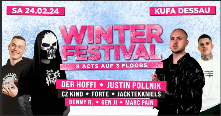 Veranstaltungsflyer zum Event "Winter Festival" in der Kulturfabrik Dessau