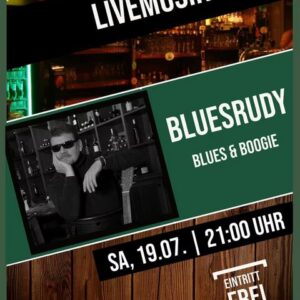 Plakat Bluesrudy am 19.07.2025 im Shamrock Dessau, Grafik Veranstalter