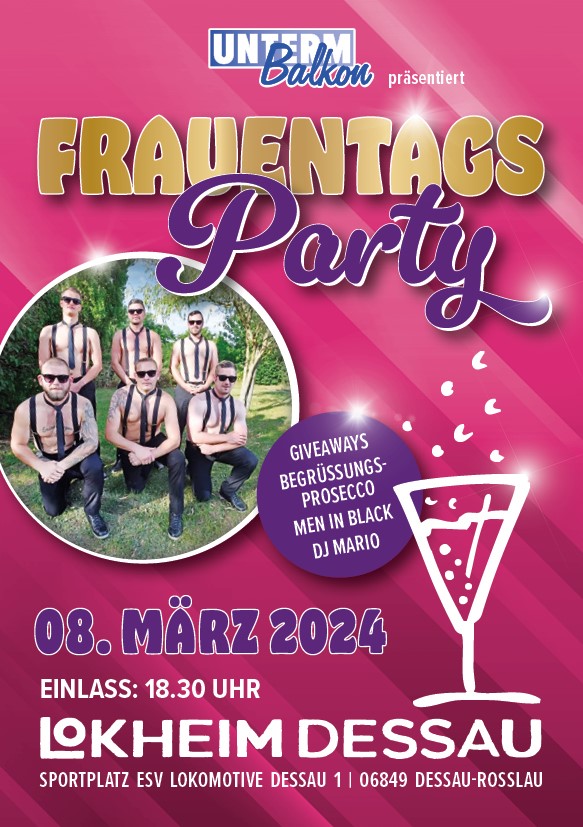 Plakat Frauentagsparty am 8.3.24