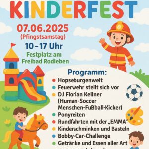 Plakat Kinderfest Rodleben am 07.06.2025, Grafik Veranstalter