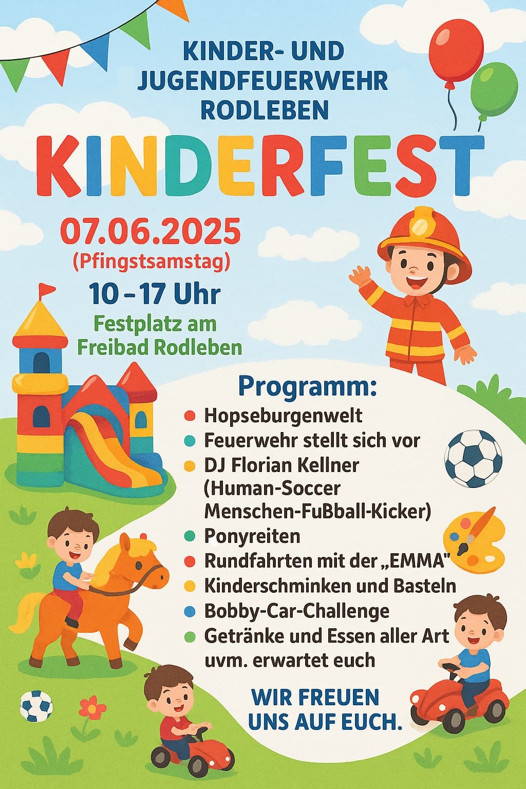 Plakat Kinderfest Rodleben am 07.06.2025, Grafik Veranstalter
