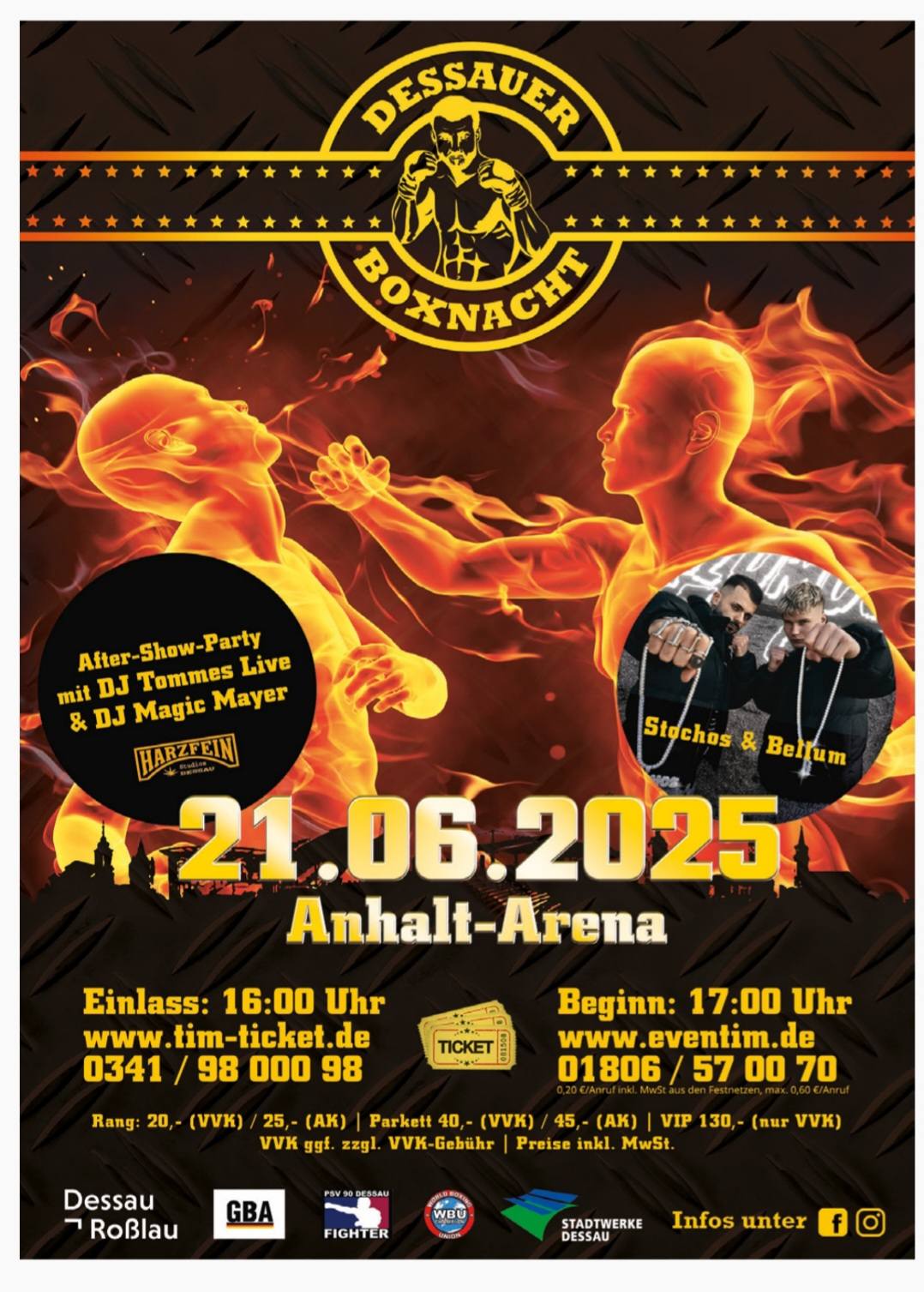 Plakat Dessauer Boxnacht am 21.06.2025, Grafik Veranstalter