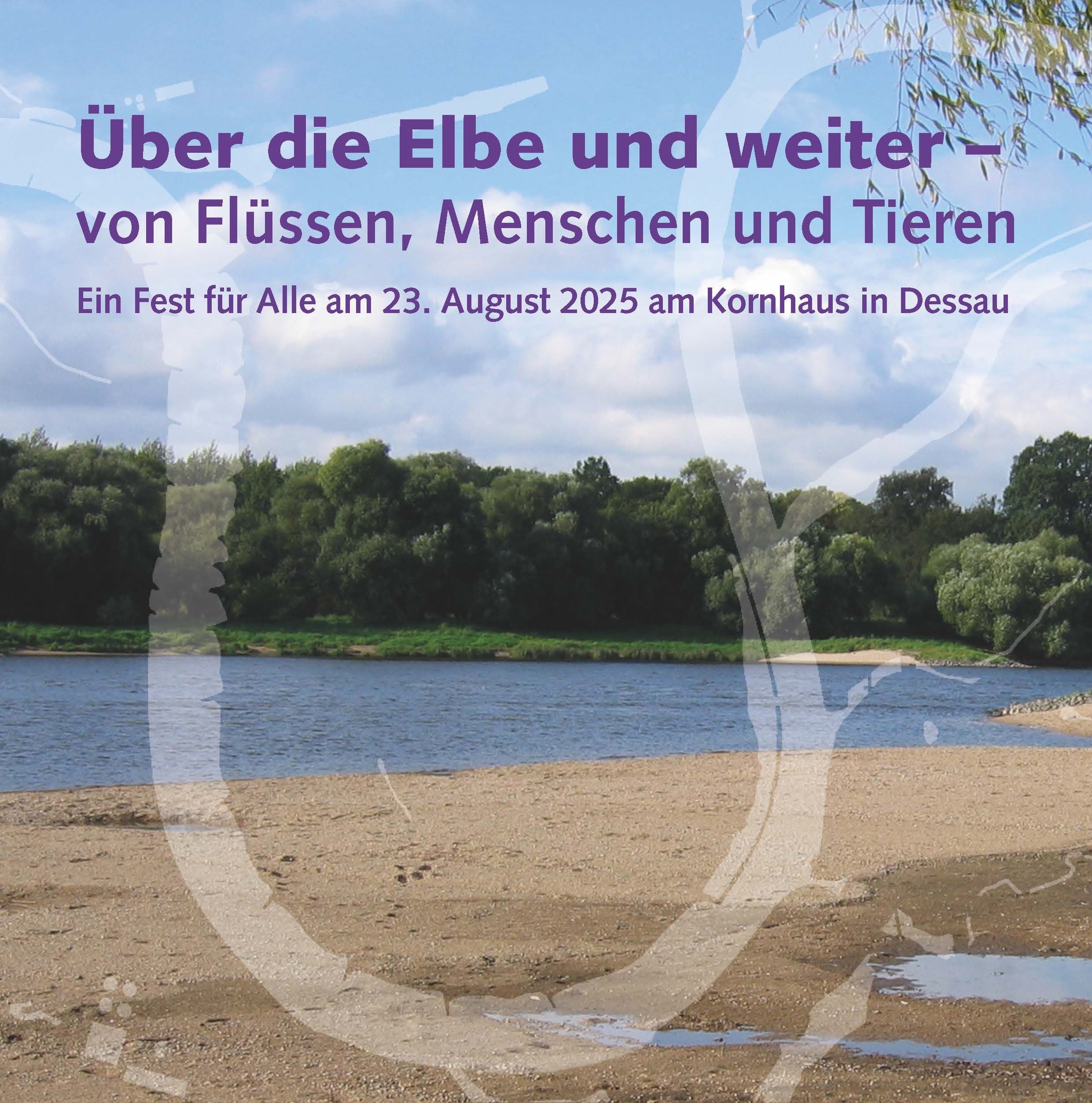 Plakat Über die Elbe und weiter am 23.08.2025 im Kornhaus Dessau, Grafik Ev. Akademie Wittenberg