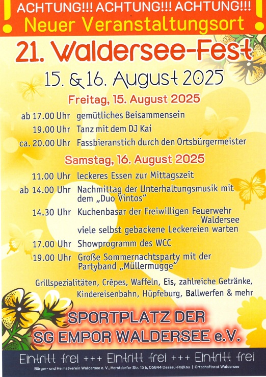 Plakat 21. Walderseefest mit dem Programmablauf, Grafik Veranstalter