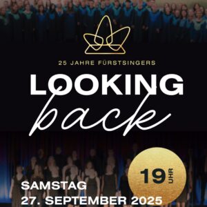 Plakat Looking back - 25 Jahre Fürstsingers am 27.09.2025 im Anhaltischen Theater Dessau, Grafik Fürstsingers reloaded