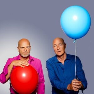 Pressefoto Comedyduo die feisten, zwei Männer mit Luftballons
