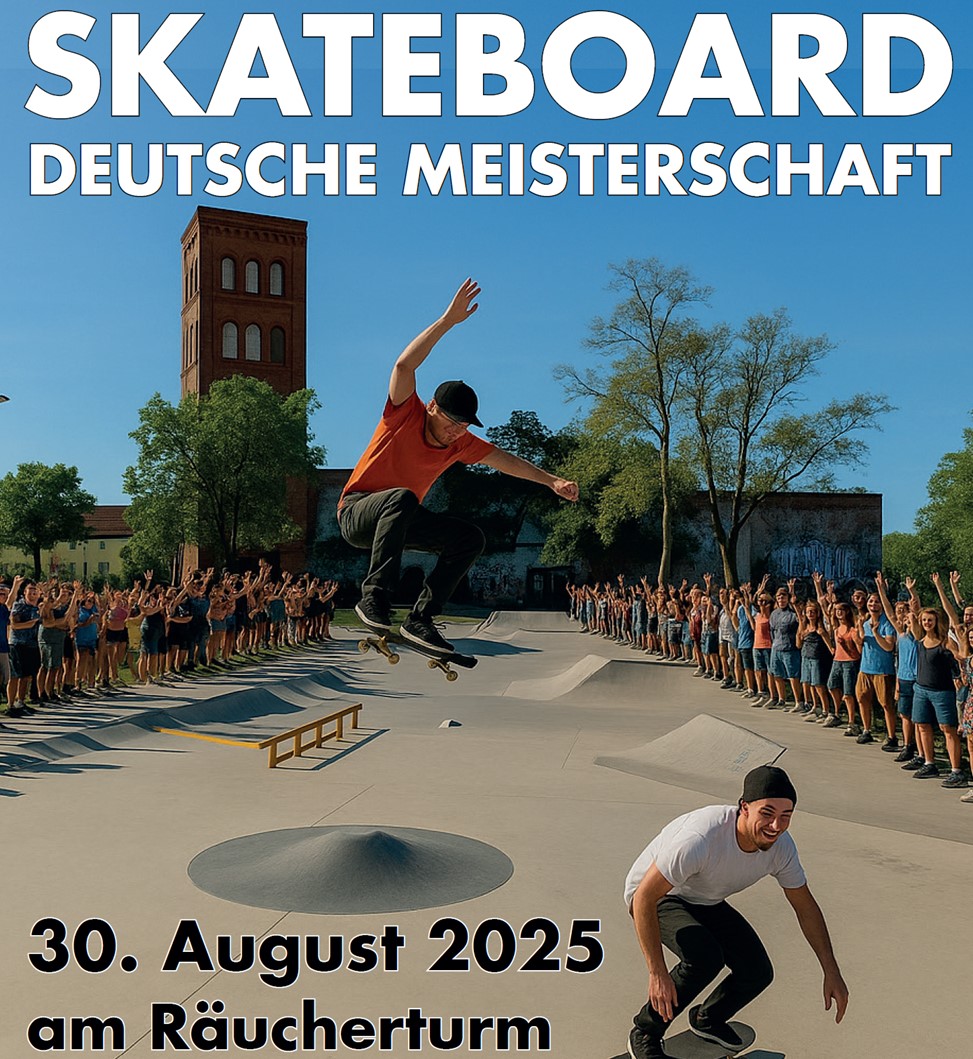 Plakat Skateboard DM 2025 am Räucherturm Dessau, Grafik Veranstalter