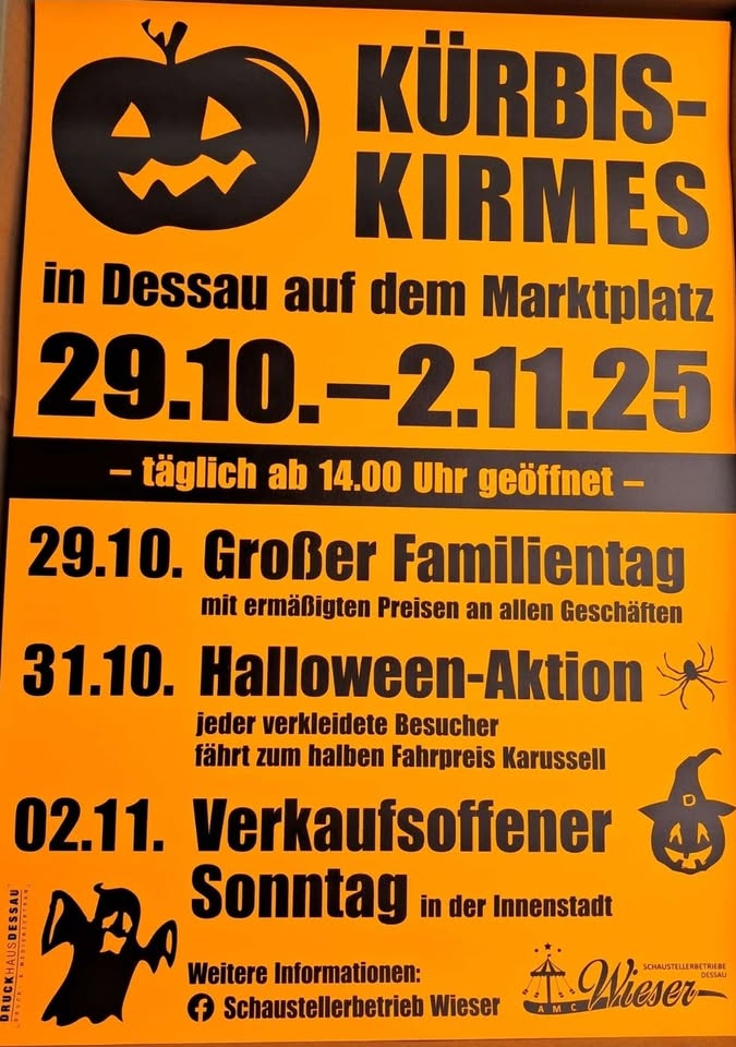 Plakat Kürbis-Kirmes 2025, Motiv Schaustellerbetrieb Wieser