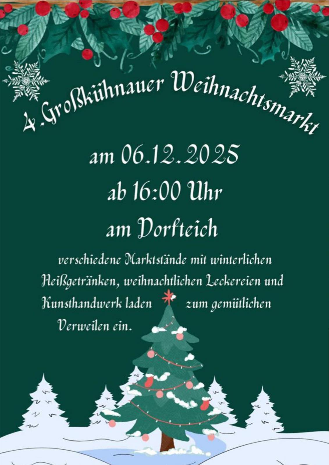 Plakat Weihnachtsmarkt Großkühnau 06.12.2025, Grafik Veranstalter
