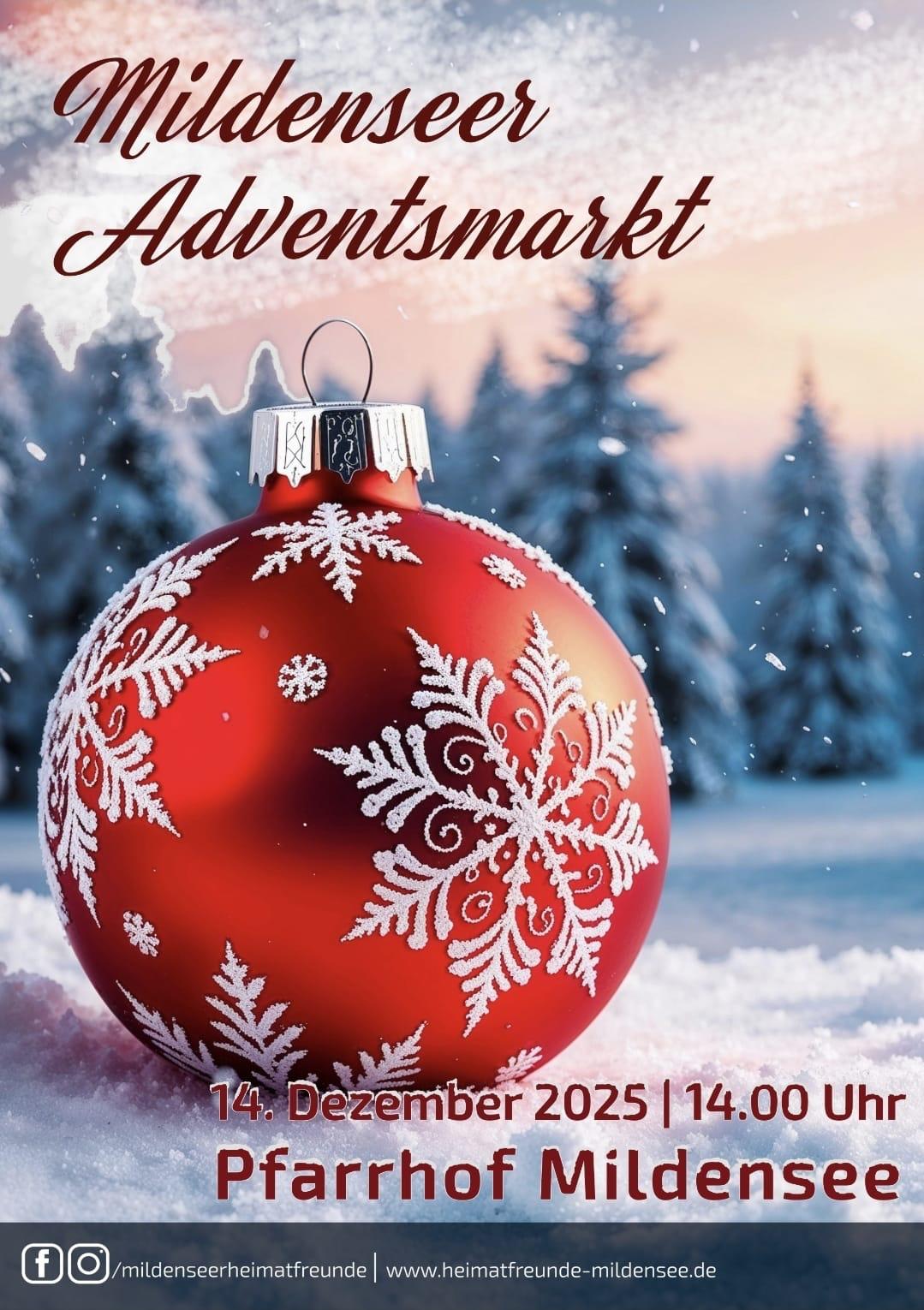Plakat Weihnachtsmarkt Mildensee 14.12.2025, Grafik Veranstalter