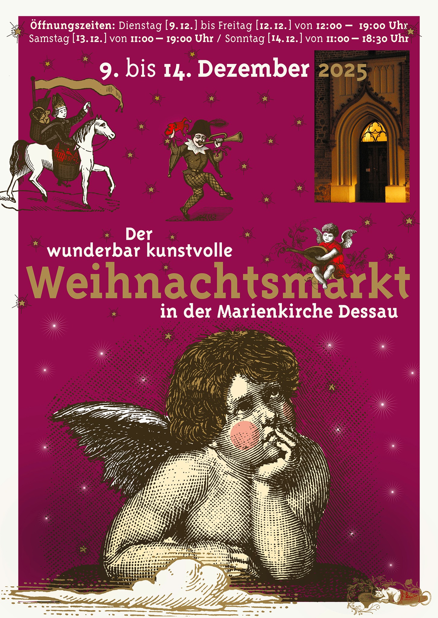 Plakat Weihnachtsmarkt in der Marienkirche Dessau 09.-14.12.2025, Grafik Veranstalter