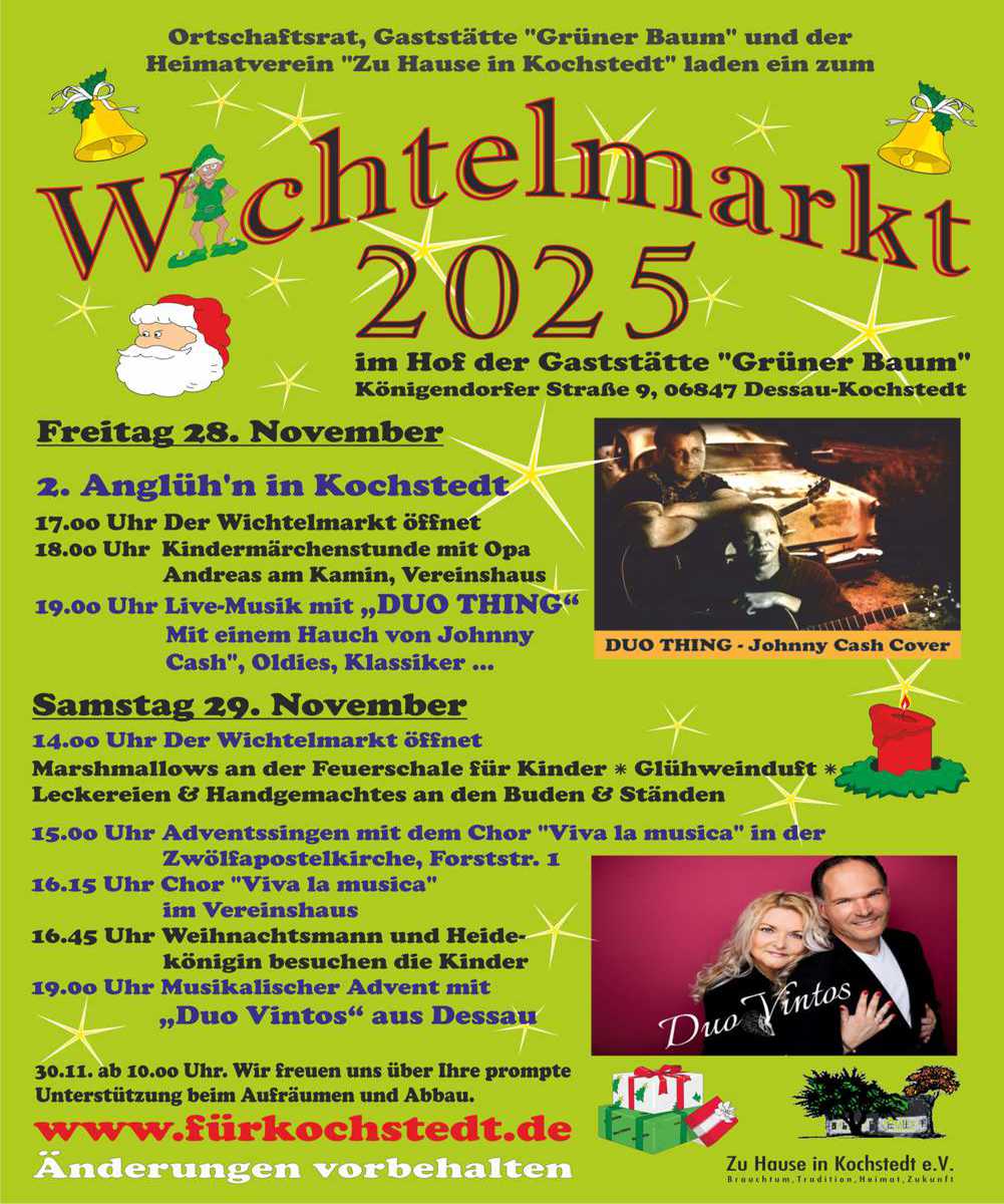 Plakat Wichtelmarkt Dessau-Kochstedt 2025, Grafik Veranstalter