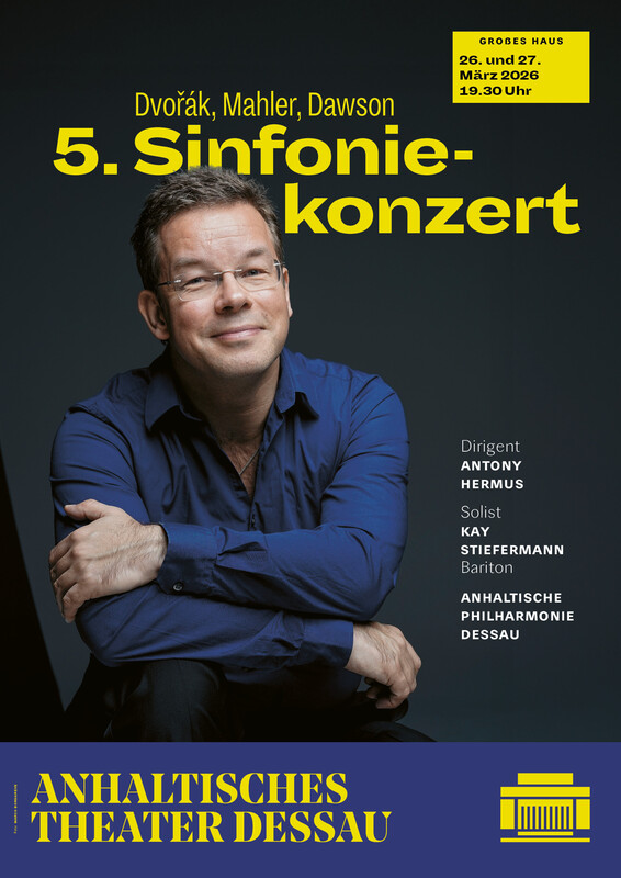 Plakat 5. Sinfoniekonzert im Anhaltischen Theater Dessau, Grafik ATD