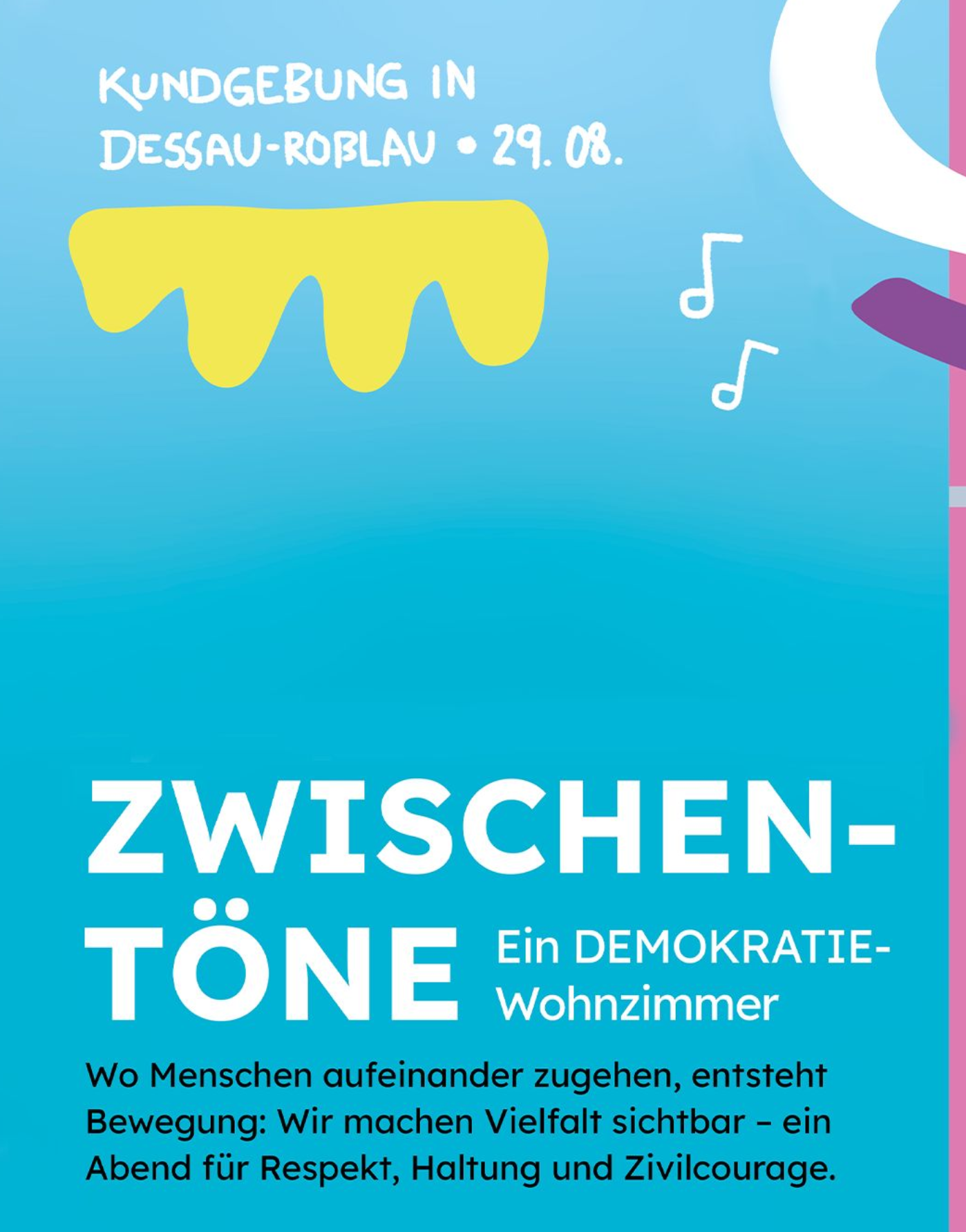 Veranstaltungsplakat vom Demokratie-Wohnzimmer in der Dessauer Johannisstraße