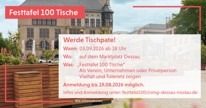 Festtafel - 100 Tische! Eine Aktion für Vielfalt, und ein buntes Miteinander zum 100 jährigem Bauhaus Jubiläum.