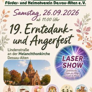 Flyer zum 19. Erntedank-und Angerfest in Dessau Alten 2026