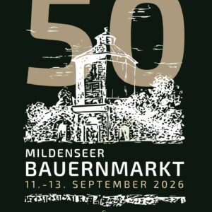 Flyer zum 50. Bauernmarkt in Dessau Mildensee und Nordmannfest 2026