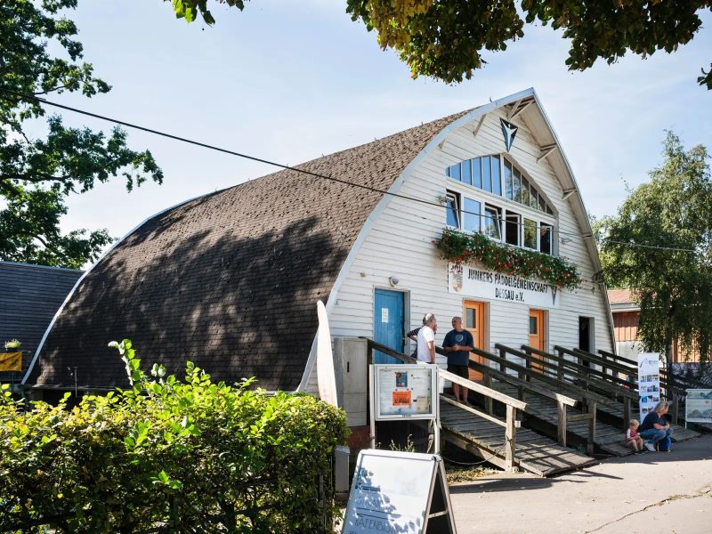 Junkers Lamellenhalle der Junkers Paddelgemeinschaft Dessau 2025, Foto Stiftung Bauhaus Dessau, Thomas Meyer, OSTKREUZ